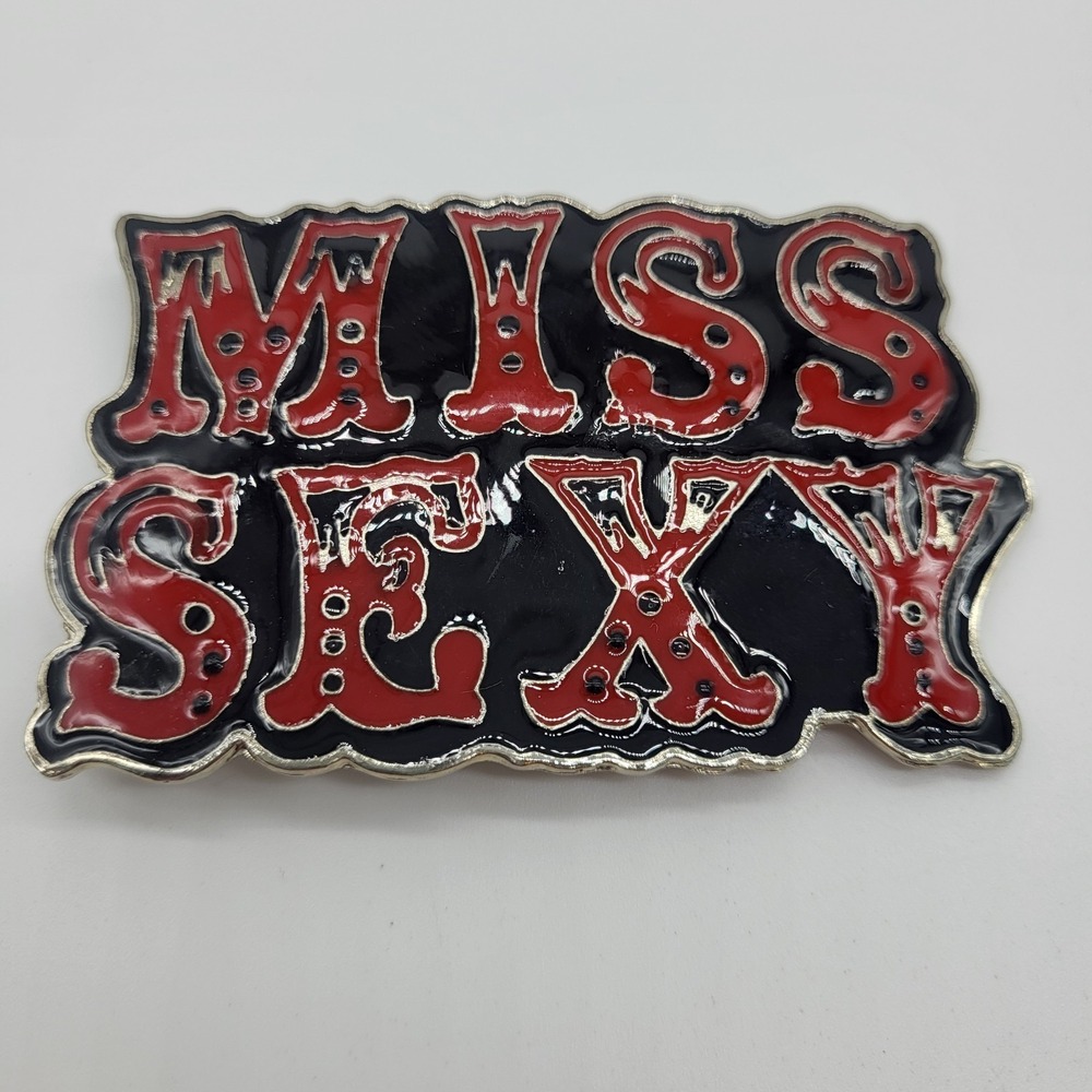 "Miss Sexy" Red & Black Enamel Women's Belt Buckle Novelty